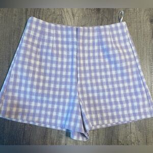 Zara - High Rise Shorts - size XS - purple white gingham